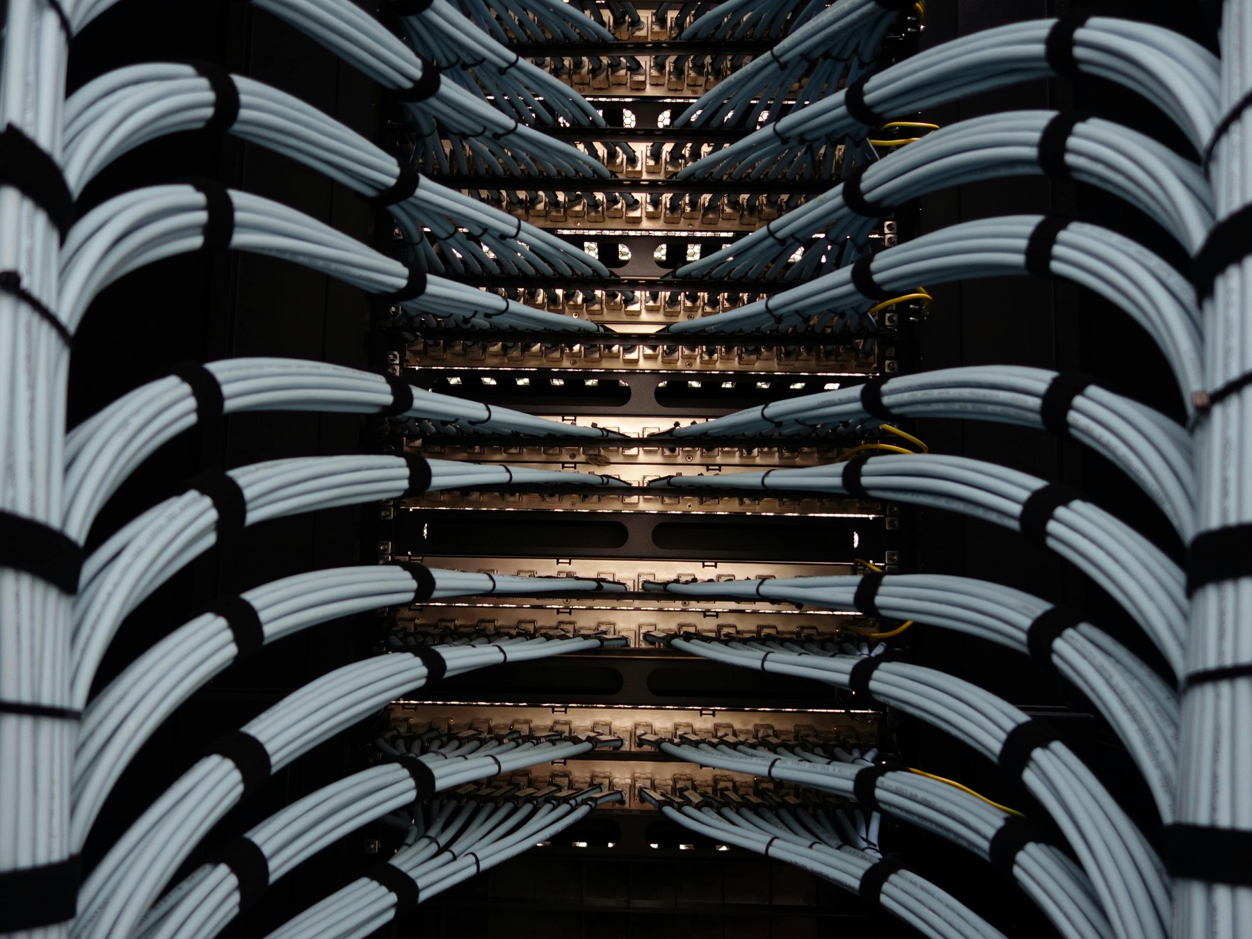 Organized network cabling inside an equipment rack